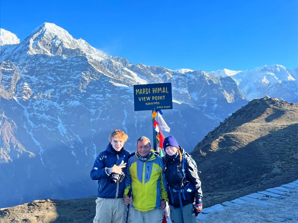 Trekkers with guide at Mardi