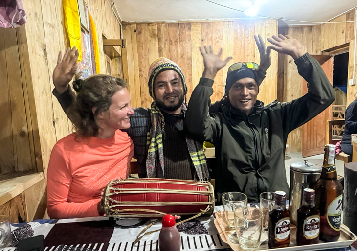 Celebrating after a successful trek in the Teahouse, MCT