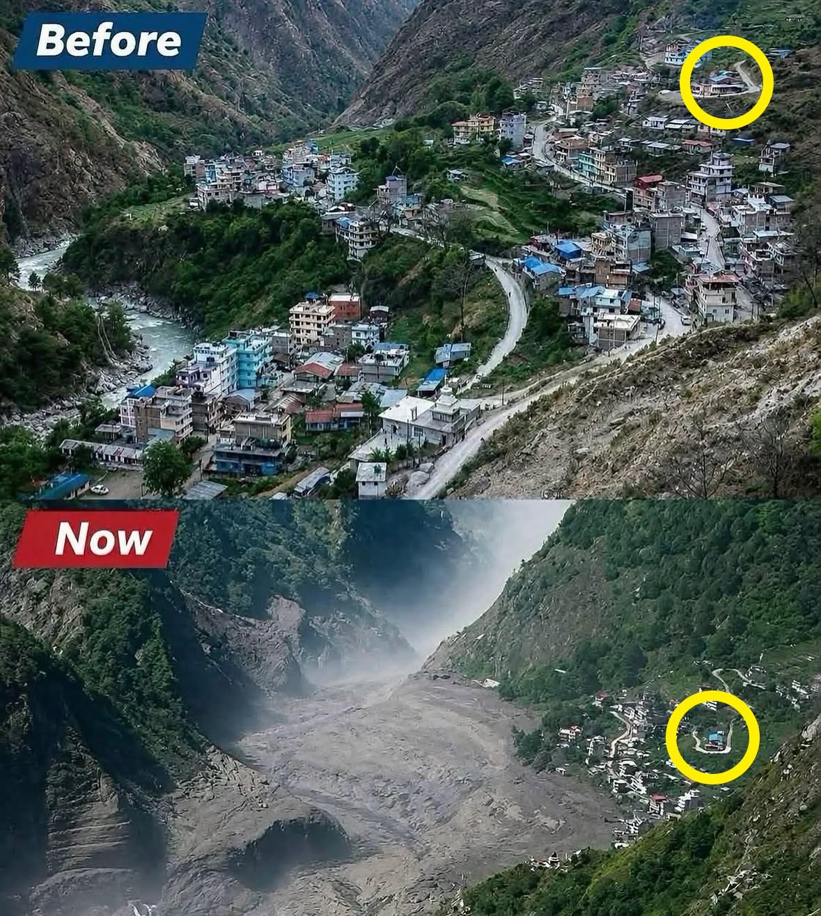 Before and After the flood damage
