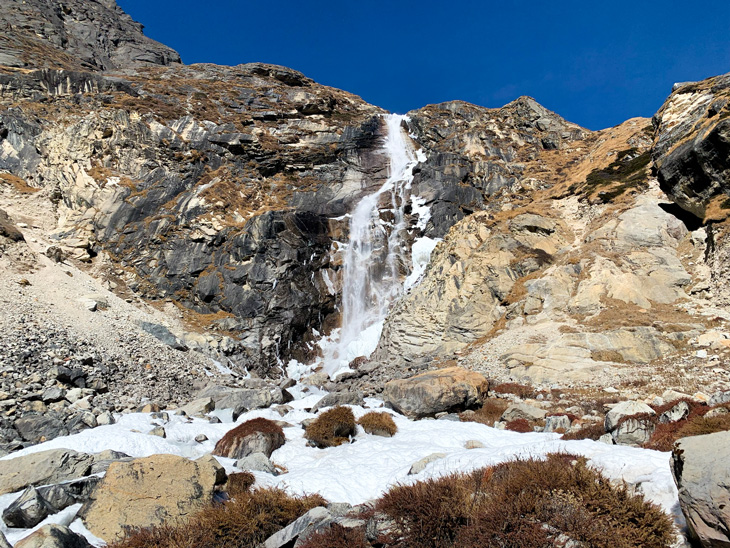 Waterfall in Kanchenjunga Trek Route