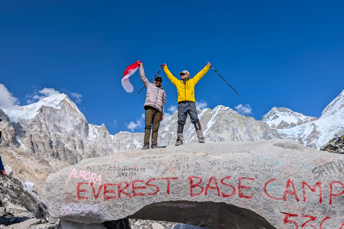 Trekkers on the Base Camp of Everest