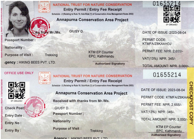 Trekking permit in Nepal