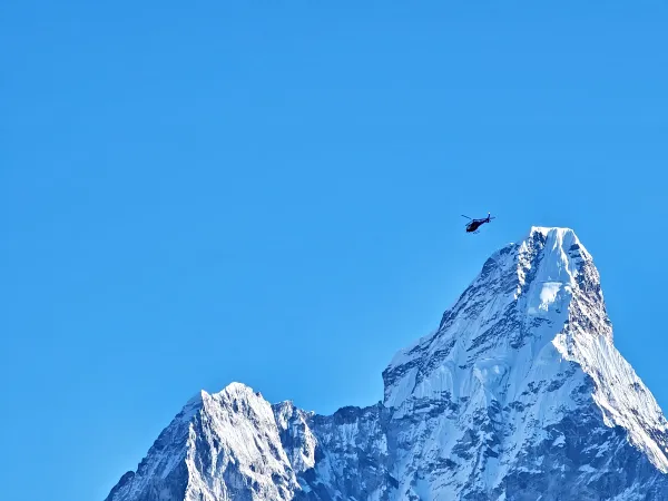 Heli Over Everest Mountain