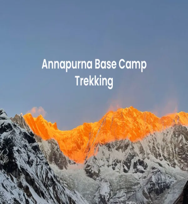 early morning sun rays hitting on the Mt. Annapurna captured from the Base Camp